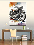 Kanvas Tablo Vintage Motosiklet ve Renk Darbeleri