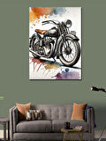 Kanvas Tablo Vintage Motosiklet ve Renk Darbeleri