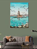 Kanvas Tablo Kız Kulesi ve Martılar