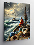 Kanvas Tablo Balıkçı ve Deniz Huzuru