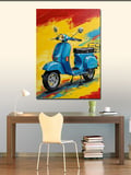 Kanvas Tablo Mavi Scooter Motor