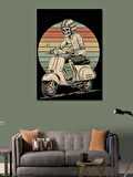 Kanvas Tablo Vintage Scooter Ve Çizgiler