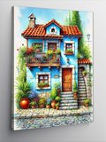 Kanvas Tablo Masalsı Mavi Ev