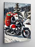 Kanvas Tablo Kardan Adamlı Noel Baba Ve Motorsiklet