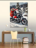 Kanvas Tablo Kardan Adamlı Noel Baba Ve Motorsiklet
