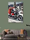 Kanvas Tablo Kardan Adamlı Noel Baba Ve Motorsiklet