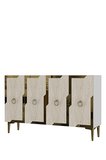 KA1233BTG SEZA Konsol ve Tv Sehpası Beyaz-Traverten-Gold 120cm