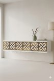 TDA1238BTG AREX Duvara Montaj Tv Sehpası Beyaz-Traverten-Gold 120cm