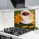 Pratik Dekor Cam Ocak Arkası Koruyucu | Fincan Model