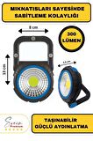 Taşınabilir Cep Boy Pilli Mıknatıslı Katlanır Ayaklı Kamp Bahçe Ev İçin Mini Cob Projektör Led Işık