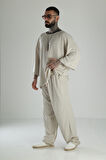 Oversize Bej Keten Takım