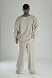 Oversize Bej Keten Takım