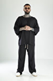 Oversize Siyah Keten Takım