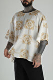 Sarı Nakış İşlemeli Oversize T-Shirt