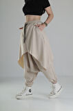 Oversize Şalvarlı Bej Jogger Pantolon