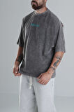 Breakout Yıkamalı Antrasit Oversize Tasarım T-Shirt