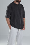 Yıkamalı Antrasit Oversize T-Shirt