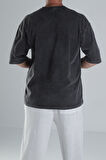 Yıkamalı Antrasit Oversize T-Shirt