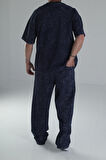 Yıkamalı Lacivert Oversize Takım