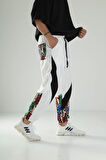 Neon Desenli Gabardin Jogger Pantolon