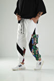 Neon Desenli Gabardin Jogger Pantolon