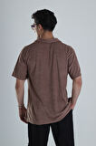 Erkek Kahve T-Shirt Dokuma Kumaş