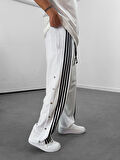Şeritli Beyaz Erkek Baggy Pantolon COC1059