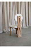 Coco Iskandinav Still Krem Teddy Kumaş Natural Ahşap Bohem Sandalye (1 ADET)
