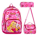 BARBIE DESENLİ Üçlü Erkek Çocuk İlkokul Okul Çantası + Termal Beslenme Çantası + Kalemlik