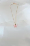 Gold Kaplama Pembe Sedefli Kelebek Kolye 5886