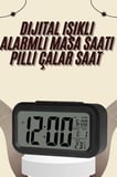 Dijital Masa Saati Termometreli Takvim Çalar Saat Led Ekran Pilli
