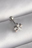 316L Çelik Gümüş Renk Zirkon Taşlı Çiçek Model Tragus Piercing 5886