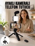 Telefon Tutucu Led Işıklı Kumandalı Mikrofon Telefon Vlog Video Kayıt Yeni Nesi