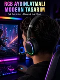 RGB Işıklı Bluetooth Mikrofonlu Kulaklık Uzun Süreli Kullanım Type-C Şarjlı
