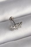 316L Çelik Gümüş Renk Dal Model Zirkon Taş Detaylı Tragus Piercing 5886