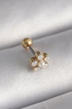 316L Çelik Gold Renk Zirkon Taşlı Çiçek Model Tragus Piercing 5886