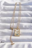 316L Çelik Zincir Gold Renk Ay Detay Mavi Zirkon Taşlı Tarot Kolye 5886