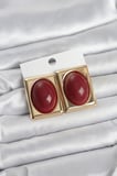 Bordo Kare Model Vintage Gold Renk Kadın Küpe 5886