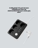 4.1A Hızlı Şarjlı Akım Korumalı 4 Priz ve 3 USB Çıkışlı Priz