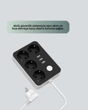 4.1A Hızlı Şarjlı Akım Korumalı 4 Priz ve 3 USB Çıkışlı Priz