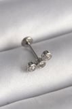 316L Çelik Gümüş Renk Zirkon Taşlı Tragus Piercing 5886