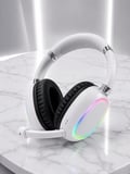 RGB Işıklı Mikrofonlu Bluetooth Kulaklık Beyaz Over-Ear Tasarım Type-C Şarjlı