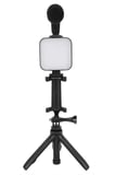 Telefon Tutucu Mini Mikrofonlu Tripod Vlog Çekim Video