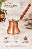 Copper Empire Bakır Cezve 9x8 cm Ahşap İşlemeli Saplı Geleneksel Türk Kahvesi Cezvesi