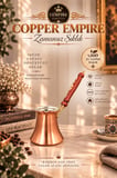 Copper Empire Bakır Cezve 9x8 cm Ahşap İşlemeli Saplı Geleneksel Türk Kahvesi Cezvesi