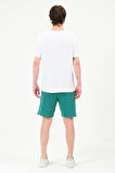 Yeşil Erkek Basic Regular/Normal Kesim Nakış Detaylı Şort