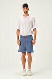 İndigo Mavi Erkek Basic Regular/Normal Kesim Nakış Detaylı Şort