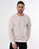 Erkek Ekru Bisiklet Yaka Sweatshirt