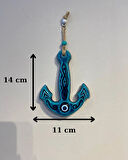 EL YAPIMI NAZAR BONCUĞU, DUVAR DEKORASYON ÜRÜNÜ, SERAMİK, EL İŞÇİLİĞİ, TURKUAZ RENKTE ÇAPA DESEN