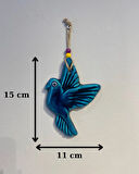 EL YAPIMI NAZAR BONCUĞU, DUVAR DEKORASYON ÜRÜNÜ, SERAMİK, EL İŞÇİLİĞİ, TURKUAZ RENKTE KUŞ DESEN